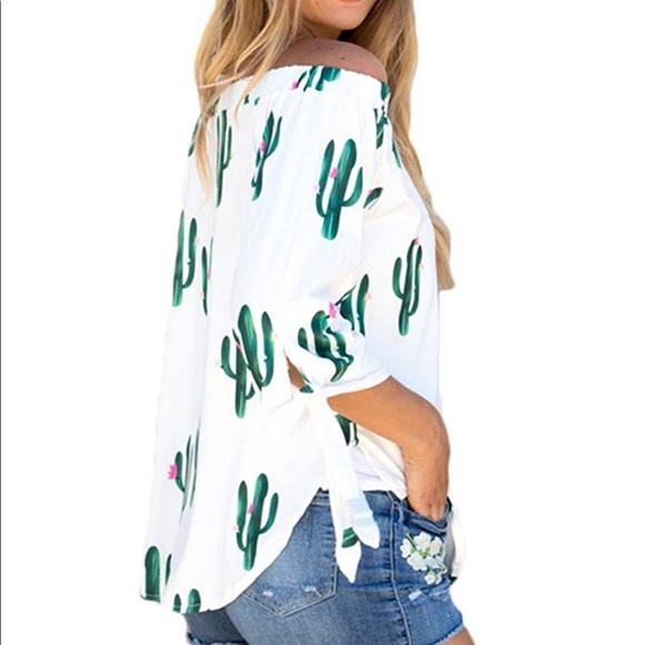 Women’s Off Shoulder 3/4 Sleeve Cactus print - Picture 2 of 3